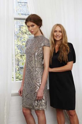 Collette Dinnigan and model wearing a design from Dinnigans upcoming collection.