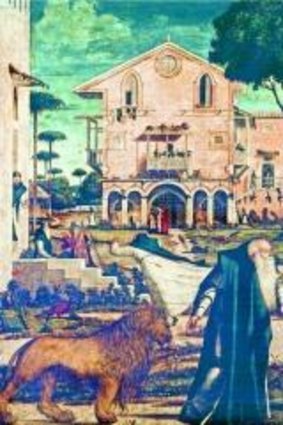 St Jerome Leading His Lion into the Monastery, from the book Ciao, Carpaccio! by Jan Morris