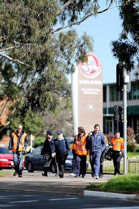 The votes are in: Employees leaving the Holden manufacturing plant in Adelaide on Tuesday.