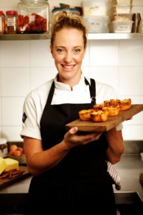 Angie Locharden with her custard tarts.