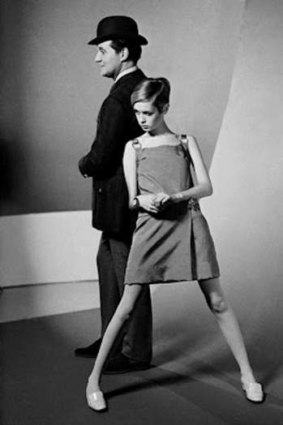 Twiggy pictured with <i>The Avengers'</i> Patrick Macnee in the '60s.