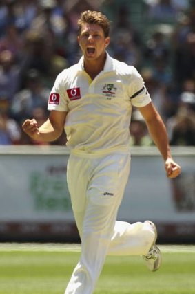 James Pattinson celebrates taking a wicket during last summer's Sydney Test against India.