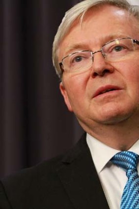 Cautioned: Kevin Rudd's suggestion that Tony Abbott's policy would provoke "pretty robust dipolmatic conflict" has outraged the Coalition, with Julie Bishop demanding an apology.