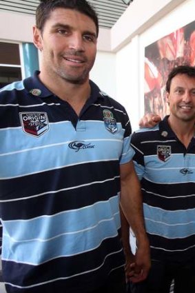 "We all want NSW to win ... we all would have helped each other": Trent Barrett, left, and Laurie Daley.