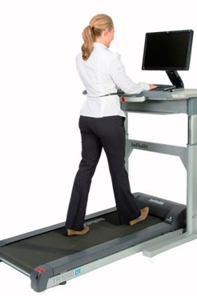 The treadmill desk will have you burning calories while you make your fortune.