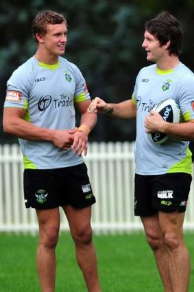 Jarrod Croker, right, is likely to be replaced by Jack Wighton, left, if he doesn't recover from surgery in time for round one.