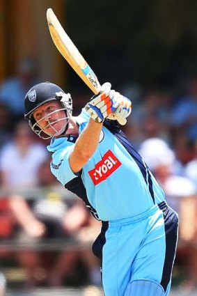 Not easy &#8230; Brad Haddin bats for the Blues at North Sydney Oval on Sunday.