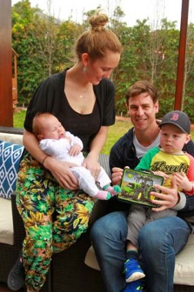 Koschitzke with wife, Alicia, and children Ava, 8 weeks, and Jack 2.