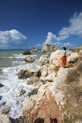 A woman at Aphrodite Rock.