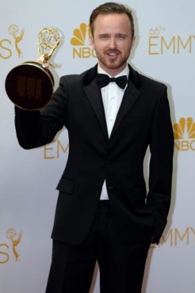 Aaron Paul with his Emmy.
