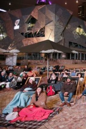 Australian fans: Crowds watching Eurovision at Federation Square in Melbourne.