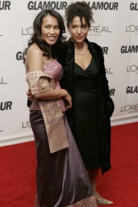 High profile: Somaly Mam (left) at a 2006 Glamour magazine awards event in New York with Mariane Pearl, widow of murdered Wall Street Journal correspondent Daniel Pearl.