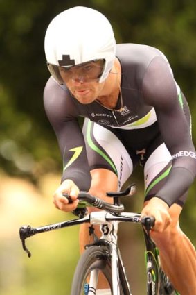 Jack Bobridge at the start of the time trial.