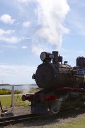A steam engine on the Bellarine Railway.