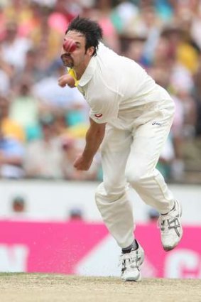Mitchell Johnson in action during the Sydney Test against England in January 2014.