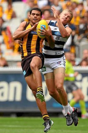 Cyril Rioli in action against the Cats in round one this year.