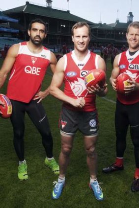 Three pillars: Veterans Adam Goodes, Jude Bolton and Ryan O’Keefe have grown up together  at the Swans.
