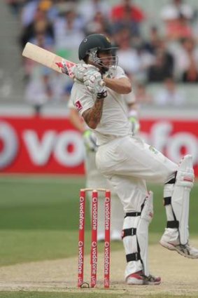On track ... Australia's Mitchell Johnson is in a position to chase a Test ton at the MCG.