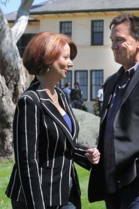 Tim Mathieson with Julia Gillard at The Lodge.