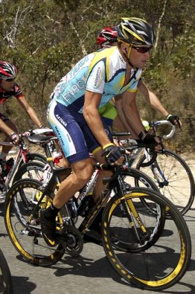 Disgraced ... Lance Armstrong during the 2009 Tour Down Under in Adelaide.