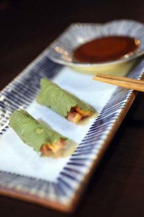 Tuna Shiso Cigars ... creamy tuna wrapped in shiso herb with chipotle miso.