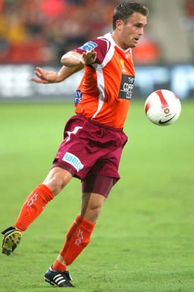 Andrew Packer in action for the Roar in an A-League clash.