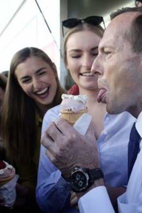 Tony Abbott and his daughters visit the Ekka in Brisbane.