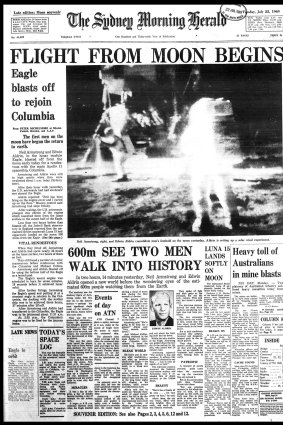Front page of The Sydney Morning Herald from July 22 1969