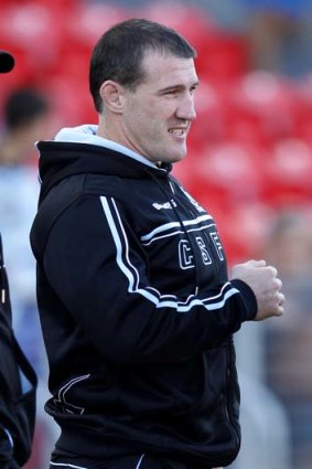 Bracing for the worst: Injured Sharks and NSW player Paul Gallen.