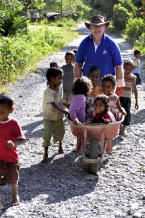 Helping hand ... Gordon Buxton is working to develop school buildings in East Timor.