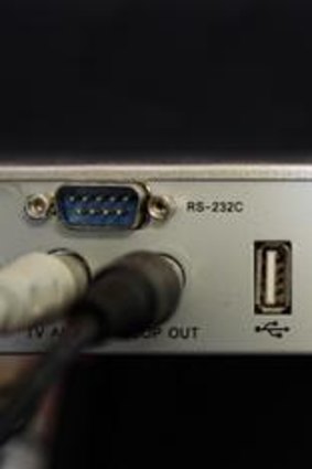 Generic USB port on the back of a digital set top box for system upgrades.