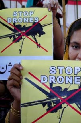 Living in fear: Pakistani women take part in a rally against US drone strikes in 2011.