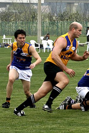 The Shanghai Eagles play West Shanghai Dockers in a local competition last week. The AFL is now promoting Auskick in Shanghai.