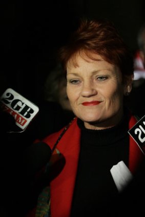 ''Absolutely devastated'' ... Pauline Hanson leaves the Supreme Court  last night.