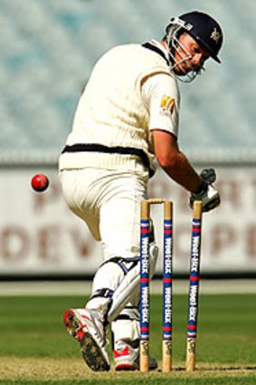 Victorian opener Nick Jewell has his stumps rattled.