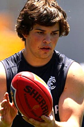 Levi Casboult during a Carlton training session earlier this month.