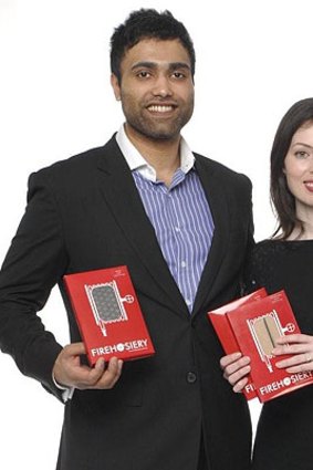 Izhar Basha and Katie Campbell and some of the products they are marketing online.