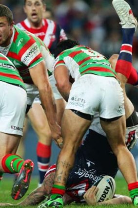Under scrutiny ... Issac Luke's tackle on Shaun Kenny-Dowall could land the hooker in trouble with the judiciary.