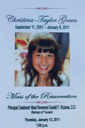 A program for Christina-Taylor Green's funeral.