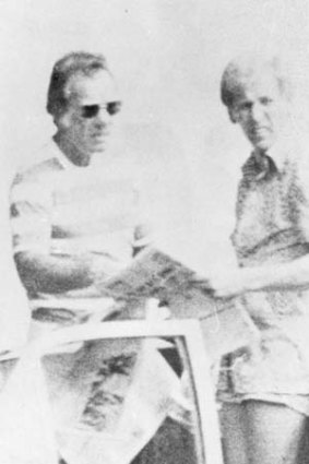 1985 police surveillance photograph of Danny Stein, left, and George Freeman.