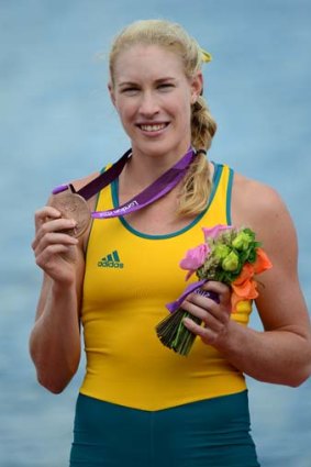 Australia's Kim Crow after winning bronze in the women's single sculls.