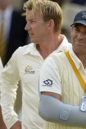No hard feelings: Warne and Lee after the match