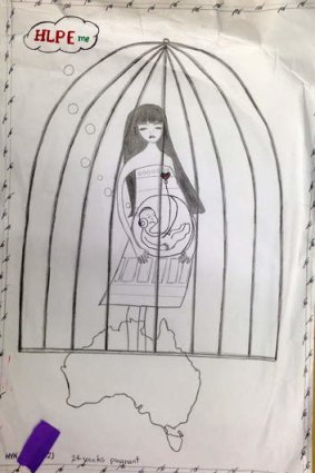 Adopt my child: A drawing by a pregnant asylum seeker.