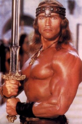 <i>Conan The Barbarian </i> stars Arnold Schwarzeneggar.