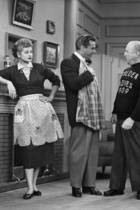 Sitcom pioneers: Lucille Ball, Desi Arnaz and William Frawley in a scene from I Love Lucy.