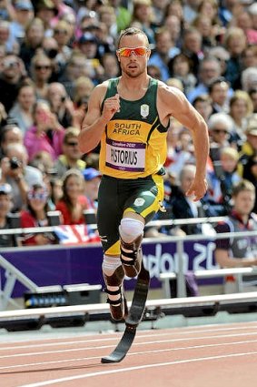 South Africa's Oscar Pistorius runs in the men's 400m heats at the 2012 London Olympics.