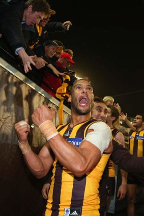 Pumped: Josh Gibson plays the game to win premierships.