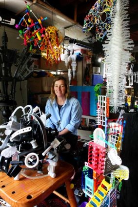 "I hate chucking things away"... North Rocks artist Jane Gillings at her home studio.