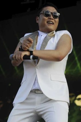 Long wait: Psy on stage.