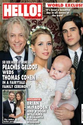 Hello! magazine's coverage of the rockstar wedding details a picture-perfect family day.